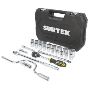 Juego de dados y accesorios cuadro de 1/2" en pulgadas, 27 piezas Surtek