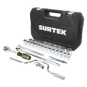 Juego de dados y accesorios cuadro de 1/2" métrico, 28 piezas Surtek