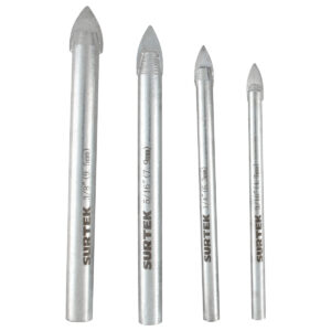 Juego de brocas para vidrios y azulejos de acero con cabeza de carburo de tungsteno, 4 pz Surtek