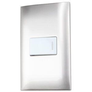 Placa 1 Interruptor 1/3 3 vias, línea  Americana, color plata Surtek