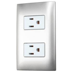 Placa 1 contacto dúplex 1/3, línea Americana, color plata Surtek