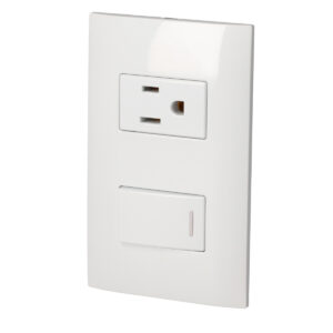 Placa 1 Switch 1 contacto 1/3, línea Americana, color blanco Surtek
