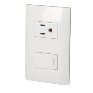 Placa 1 Switch 1 contacto 1/3, línea Americana, color plata Surtek