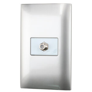 Placa 1 toma para TV 1/3, línea Americana, color plata Surtek