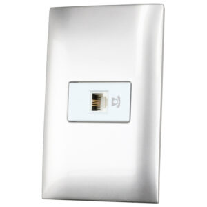 Placa 1 toma para teléfono 1/3, línea Americana, color plata Surtek